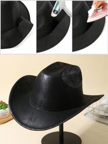1pc Unisex Solid Boho Cowboy Hat Soft Felt Hat Jazz Panama Hat Ridge Cowgirl Hat Fedora Hat Western Suitable For Party