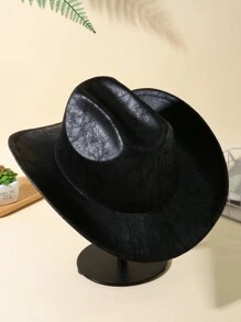 1pc Unisex Solid Boho Cowboy Hat Soft Felt Hat Jazz Panama Hat Ridge Cowgirl Hat Fedora Hat Western Suitable For Party