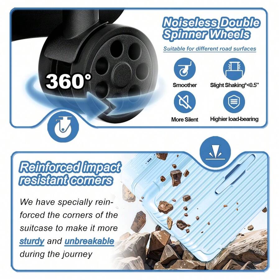 Luggage With Spinner Double Wheels Suitcases With USB Port And Cup