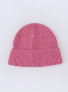 1pc Solid Color Warm Knitted Hat, Soft Fluffy Yarn, Fashionable Unisex Beanie, Autumn/Winter - 1pcs - View 20
