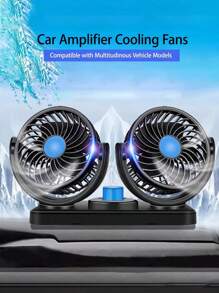 1 Pieza Ventilador Doble Para Automovil Ajustable Portatil,,Ventilador De Automóvil, Potente Ventilador Eléctrico De Doble Cabeza Con Interface Usb De 12v24v Para El Asiento Trasero, Viento Fuerte, Pequeño Y Portátil, No Ocupa Espacio En El Coche, Suministros Para Picnic De Verano Esenciales Para Viajar En Coche, Vacaciones En La Playa, Suministros Back-to-school,uen auxiliar para eliminar el calor del verano - Negro - Ver 3