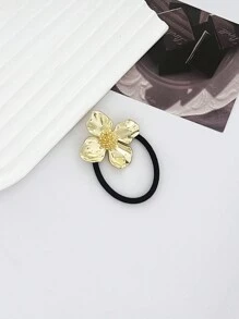 1 Stück minimalistischer chic Blumen Metall Scrunchie Haargummi, Europäisches und Amerikanisches Design Haargummis, Haargummis für den Pferdeschwanz, Haargummis, Haargummibänder, Scrunchies, Haargummi-Stretchbänder