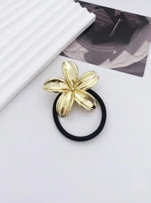 1 Stück minimalistischer chic Blumen Metall Scrunchie Haargummi, Europäisches und Amerikanisches Design Haargummis, Haargummis für den Pferdeschwanz, Haargummis, Haargummibänder, Scrunchies, Haargummi-Stretchbänder
