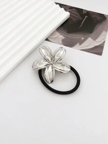 1 Stück minimalistischer chic Blumen Metall Scrunchie Haargummi, Europäisches und Amerikanisches Design Haargummis, Haargummis für den Pferdeschwanz, Haargummis, Haargummibänder, Scrunchies, Haargummi-Stretchbänder