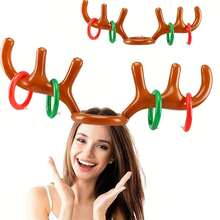 Christmas Decoration Inflatable Reindeer Ring Toss Game Set - Perfect For Holiday Parties, Includes Antlers And Rings, Battery-Free - Multicolor - View 1