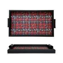 1 件圣诞礼物木质边缘托盘，原创设计奢华皮革储物盘，适用于餐桌、床、客厅茶几、壁龛装饰、烛台、圣诞礼物派对零食盘、圣诞礼物树、姜饼人 - 彩色 - 查看 11