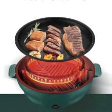 Parrilla Sarten Electrico Antiadherente Alimentos Cocina Portátil 26 cm tamano grande 110v - Verde Oscuro - Ver 4
