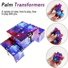 Set da 3-10 pezzi Cubo magico pieghevole casuale a motivi spaziali, puzzle a 2 strati a taschino