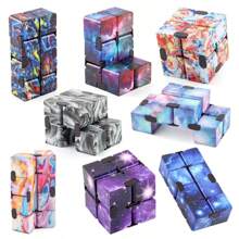 Set da 3-10 pezzi Cubo magico pieghevole casuale a motivi spaziali, puzzle a 2 strati a taschino
