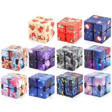 Set da 3-10 pezzi Cubo magico pieghevole casuale a motivi spaziali, puzzle a 2 strati a taschino