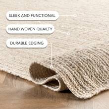 SHEIN X Heather Rae Nuloom Rigo Hand Woven Farmhouse Jute Area Rug For Bedroom, Dining Room, Living Room, Hallway, Office, Kitchen, Entryway