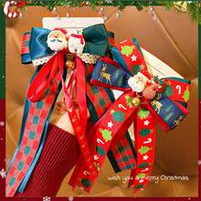 圣诞装饰 1 件可爱圣诞蝴蝶结丝带发夹 - 时尚百搭，适合派对/生日/圣诞节 - 送给女孩的完美礼物 - 彩色 - 查看 1