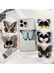 1 件蝴蝶滴管手机气囊支架，可伸缩透明气囊支架，自由飞行蝴蝶手机支架兼容 、Android 手机，生日、家庭、朋友礼物推拉式手机握把，手机配件 - 彩色 - 查看 1