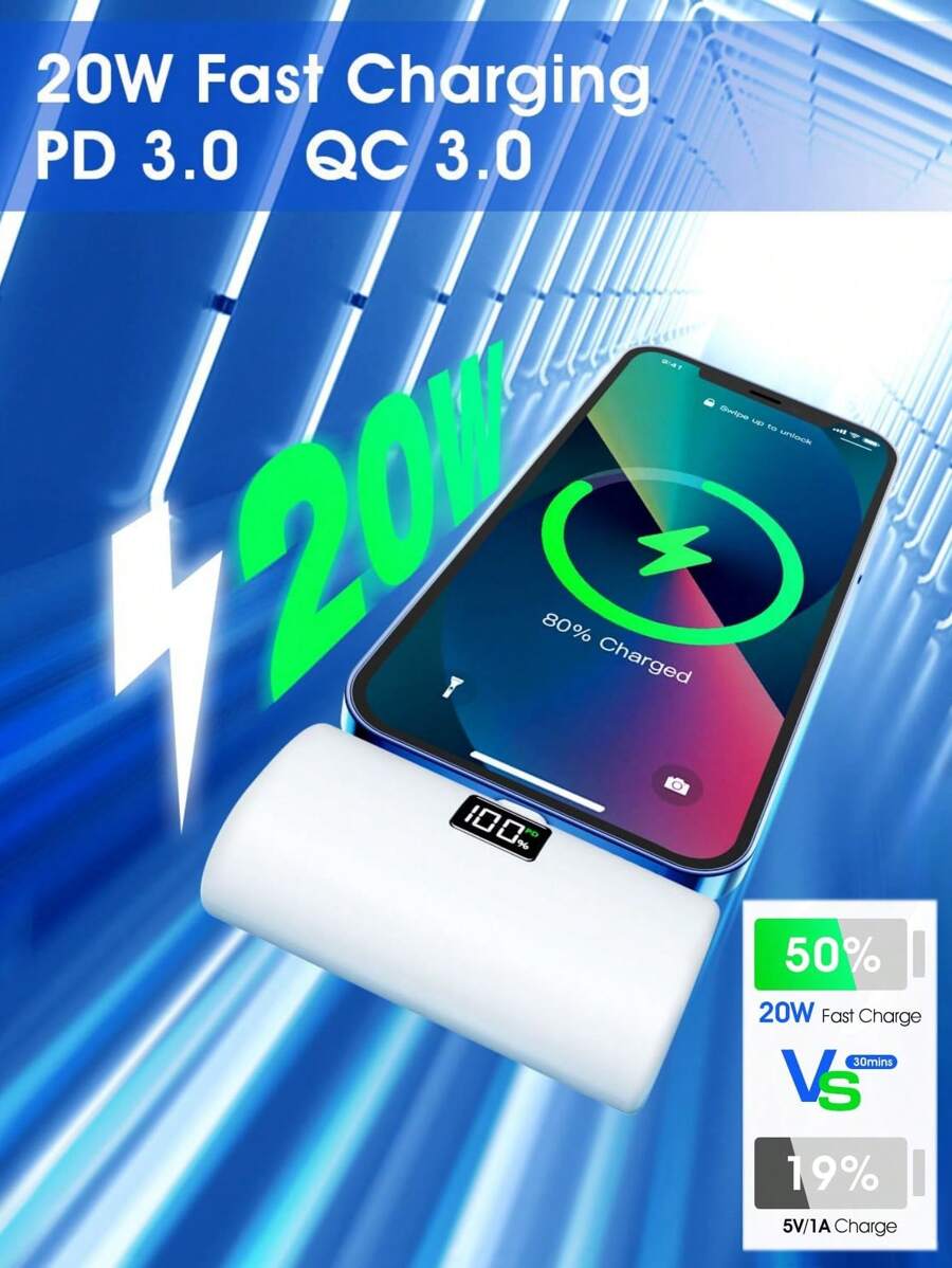 6000mAh Ultra-Compact Power Bank - Lightning Port Built-In Direct ...