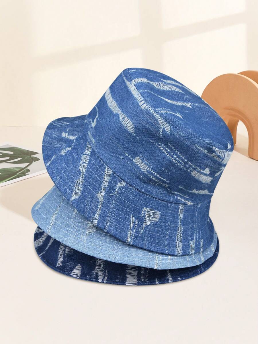 1 Stück Damen vintage, verwaschener Fischerhut, beidseitig tragbar, windabweisend und warm, für den täglichen Gebrauch geeignet - einfarbig - Übersicht 1