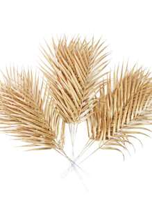 6PCS Artificial Tropical Palm Leaves Golden Plant Leaves Suitable For Wedding Birthday Balloon Hawaii Jungle Party Wreath DIY Decoration Farmhouse Home Vase Decoration, Table Decoration,Centerpieces,Artificial Flowers,Plastic Flowers Gifts Graduation - Golden Sunflower Leaves - View 1