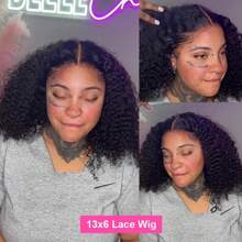 Peluca de cabello humano con ondas profundas de 8 a 16 pulgadas, malla de 13x6, estilo Bob corto, sin pegamento, con densidad de 180%, nudos decolorados previamente y con ondas de agua profunda, peluca frontal de encaje - Natural Black - Ver 2
