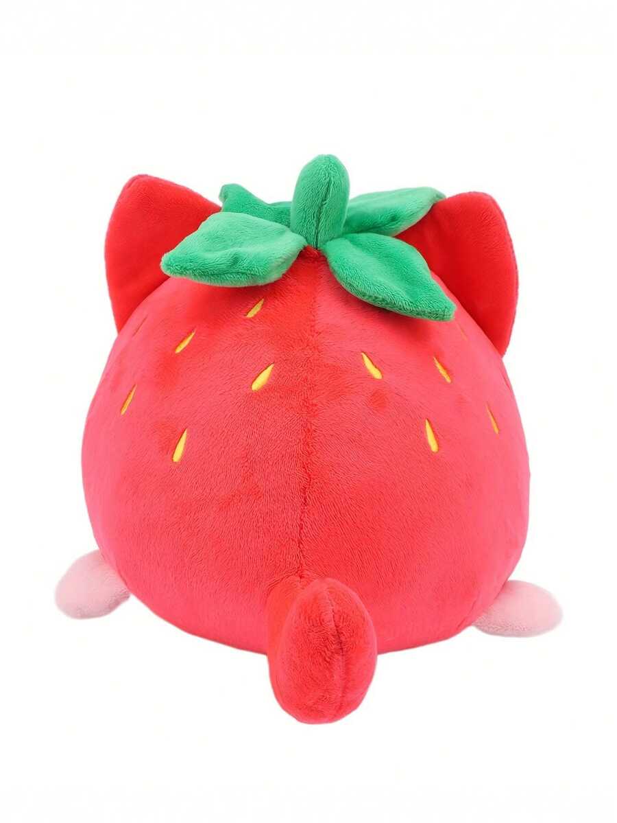Adorable Strawberry Cat Plushie Soft, Cuddly, And Vibrant Strawberry