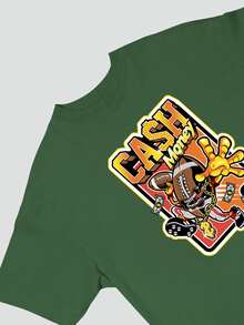 Men's Basic Oversized Shirt With Cash Money Print, Wide Sleeves, 100% Cotton - xanh quân đội - Xem 3
