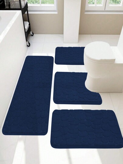 1pc Cobblestone Embossed Bathroom Mat Memory Foam Pad Washable Bath Rugs Stone Textured Rapid Water Absorbent. Non-Slip Washable Thick Soft And Comfortable Carpet For Shower Room Suitable For Bedroom Living Room Home Use Spring Fall Decor Autumn And Winter Home Bathroom Decor Outdoor Rug Door Mat Bathroom Accessories Back To School Entryway Decor