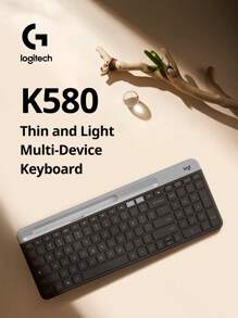 Teclado inalámbrico Bluetooth K580 ultra delgado y silencioso, teclado de oficina para computadora, teléfono móvil, tableta, iPad, teclado ultra delgado - Multicolor - Ver 3