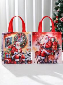 8/12 Túi quà Giáng sinh không dệt có in hình ông già Noel, Túi tote đựng quà tặng tiệc có thể tái sử dụng cho quà Giáng sinh Túi quà Giáng sinh bền Túi mua sắm có quai xách cho quà tặng tiệc sinh nhật ngày lễ Giáng sinh - Nhiều màu - Xem 4