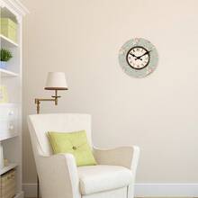 1 pieza Reloj de pared decorativo de madera con diseño de rosa francesa vintage, de cuarzo silencioso sin tick-tack, para decoración del hogar en sala de estar, dormitorio u oficina, regalo de Navidad, tamaños de 10, 12, 14 o 16 pulgadas (sin batería, diseño plano, no 3D) - Multicolor - Ver 2