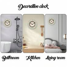 1 pieza Reloj de pared decorativo de madera con diseño de rosa francesa vintage, de cuarzo silencioso sin tick-tack, para decoración del hogar en sala de estar, dormitorio u oficina, regalo de Navidad, tamaños de 10, 12, 14 o 16 pulgadas (sin batería, diseño plano, no 3D) - Multicolor - Ver 5
