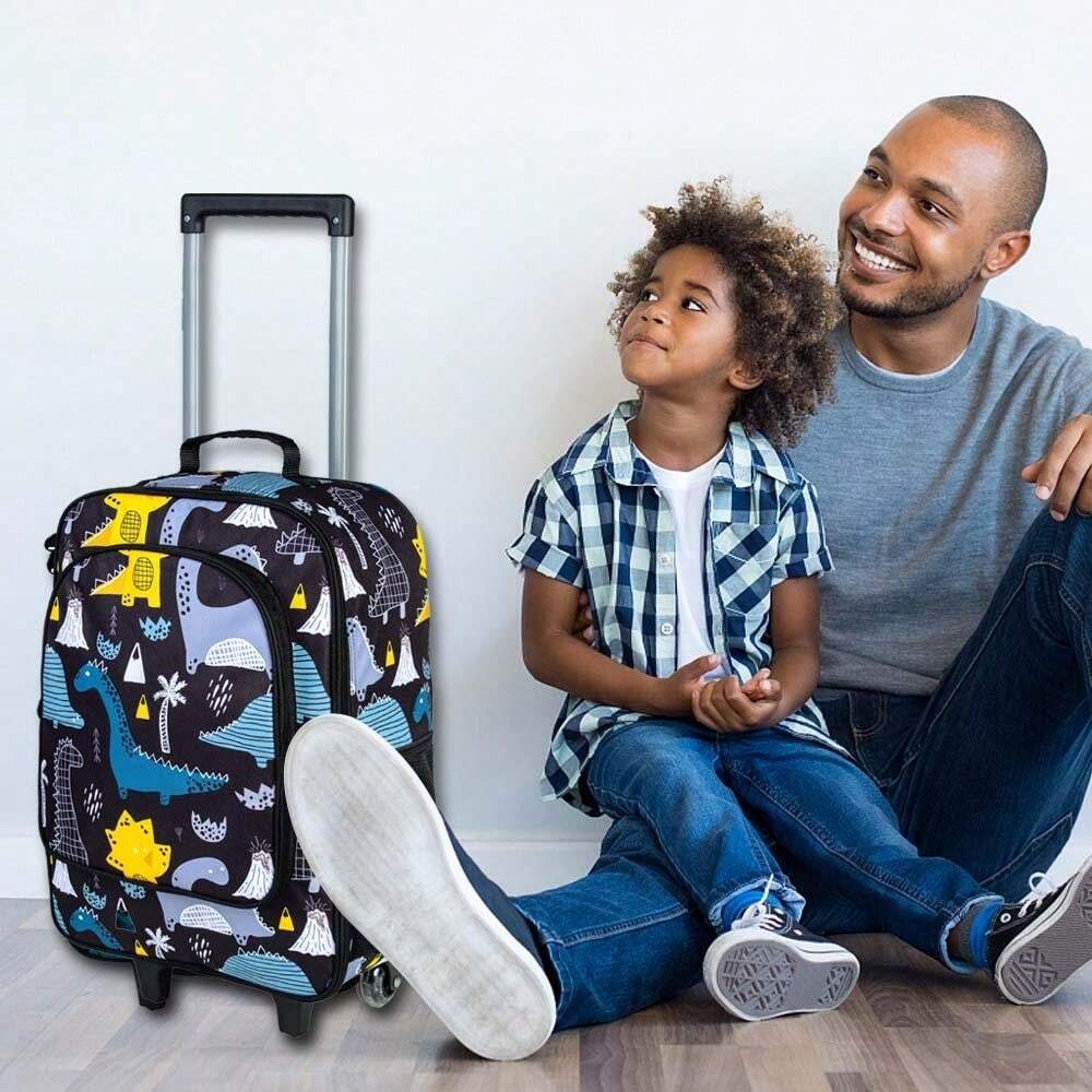 Kids Luggage With Wheels For Boys, Cute Dinosaur Rolling Carry On