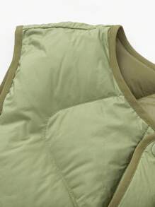 Balabala Boys' And Girls' Down Vest Warm For Autumn/Winter - Army Green - View 7