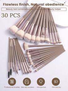 55PCS Makeup Tools Set Including:1pc Multi-Functional Zipper Toiletry And Cosmetic Bag Waterproof+30pcs Makeup Brush Sets+5PCS Makeup Sponge+5PCS Mini Makeup Sponges+5PCS Triangle Powder Puffs+5PCS Mini Air Cushion Powder Puffs+1pc Hairband+2PCS Hand Bowl Strap+1pc Makeup Brush Cleaning Tools,Brush Set,Makeup Brush Kit,Make Up Brush Set,Make Up Set Complete,Makeup Brush Set,Complete Makeup Kit,Brush Kit,Brushes Makeup Set,Makeup Gift Set,Set - Multicolor - View 2