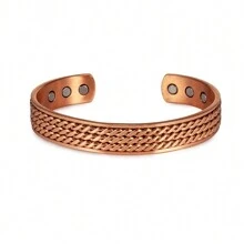Twisted Pure Copper Bracelets Men Magnetic 12mm Wide Handmade Braided Health Energy Bangles Benefits Adjustable Open Cuff Jewelry Resizable