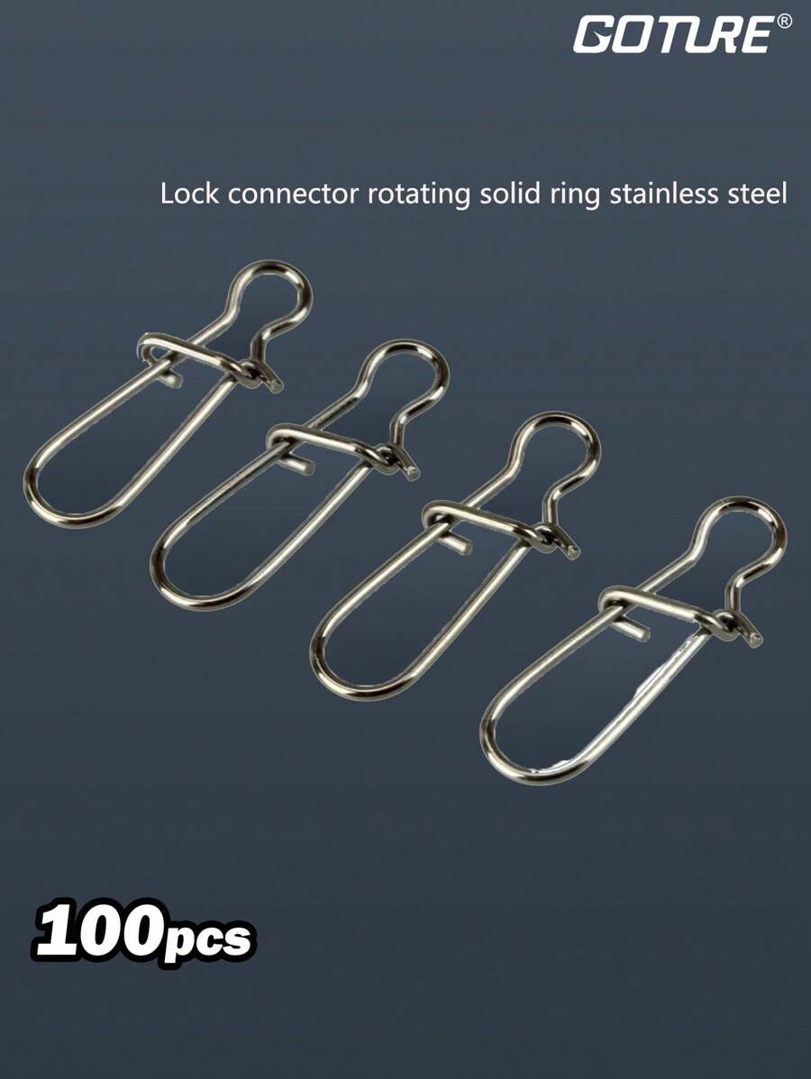 GOTURE 100pcs Stainless Steel Lock Snap Swivel Fishing Connector - Silver - View 1