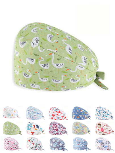 1pc Women Work Cap, Made Of Polyester, Featuring Floral, Animal, Cartoon And Heart Pattern Digital Printing. Suitable For Medical, Beauty, Veterinary And Cleaning Professionals Such As Doctors, Nurses, Beauticians And Housekeepers, With Anti-Bacterial And Anti-Dust Functions Valentine's Day Valentines