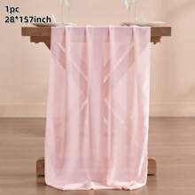 1pc 28x118/157 Inch White Sheer Chiffon Wedding Table Runner, Romantic Rustic Table Runner, White Chiffon Long Table Scarf, Transparent Tulle Table Runner, Elegant Rustic Dining Table Decor, Suitable For Country Style Wedding Reception, Birthday Party, Christmas, Bridal Shower (Multiple Colors Available, Comes With Ribbon) - Solid Color - View 11