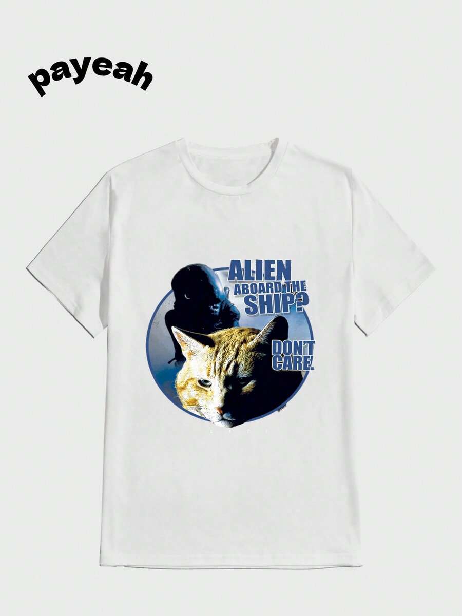 Payeah Alien Jonesy T-Shirt Casual Digital Print  Pure Heavy Cotton T Shirt - 白色 - 查看 1