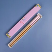 日式筷子收纳盒，便携式餐具套装，含 1 双筷子，竹子材质圣诞礼物 - 圖案 - 查看 4