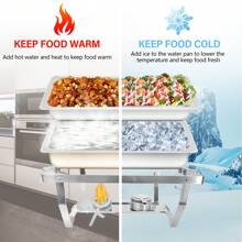 Chafing Dish Buffet Set 2/4/6/8 Packs 9L. Full Size & Hlaf Size Food Pan,Foldable Rectangular Chafer Set, Stainless Steel Buffet Catering Warmer Set For Halloween Party Tableware - Full Size[4 Pack] - View 3