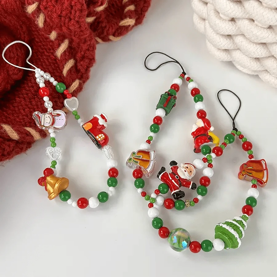 1pc Phone Lanyard Christmas Series Santa Claus Bag, Key Chain