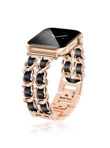 1 件可调节不锈钢玫瑰金表带,时尚经典设计双链真皮表带,兼容 Series 1-9、SE,38 毫米 40 毫米 41 毫米 42 毫米 44 毫米 45 毫米 49 毫米,男女通用礼物 - 玫瑰金 - 查看 3