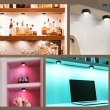 LED Puck Night Lights With Remote,16 Color LED Light Round Timer Dimmable Cabinet Light Puck Lamp For Stairs Home Decor - Multicolor - View 11