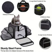 IISVGE 航空认证宠物航空箱，适用于体重低于 22 磅的猫狗。可折叠宠物航空箱，带口袋和可拆卸羊毛垫，便携式猫包，柔软宠物航空箱。小型猫狗专用柔软宠物旅行包，采用耐用牛津布和透气网布制成。宠物就医和户外探险背包，可水洗柔软床垫（宠物主人礼物/情人节礼物/万圣节礼物） - 彩色 - 查看 7