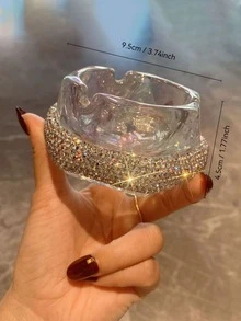 1件，水钻系列，家居客厅烟灰缸，高档水钻玻璃雪茄盘，个性办公用品，创意水钻烟灰缸，家居高颜值桌面摆件，适用于办公室、派对、生日礼物、送给朋友、父亲、母亲、男朋友和女朋友的礼物、新年、配饰、趣味礼品