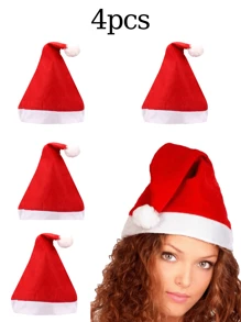 1 件装圣诞帽男女通用红色经典圣诞帽圣诞节新年节日派对礼物适合成人和儿童 - 1pc - 查看 2