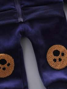 2 chiếc áo hoodie lông cừu họa tiết đầu gấu hoạt hình cho bé trai và bộ đồ dài tay, ấm áp cho mùa thu/đông - Màu xanh hải quân - Xem 5