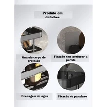 Kit 2 Bathroom Shelves Shampoo Soap And Cream Organizer Holder - màu đen - Xem 5