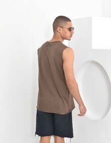 Basic Plain Macho Tank Top - Cà phê nâu - Xem 2