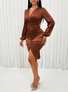 Vestidos cortos para mujeres, vestidos de cóctel de fiesta para mujeres, ropa para salir, elegancia francesa y sexy, ropa de otoño e invierno, telas brillantes