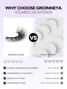 GROINNEYA 7 Pairs False Eyelashes Cat Eye Lashes Faux Mink Lashes Natural Look Fluffy Volumized Eyelashes Extension Natural Full False Eyelashes Travel Essentials Makeup Tools (MC08) - 黑色 - 查看 6