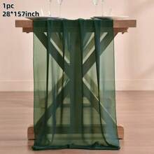 1pc 28x118/157 Inch White Sheer Chiffon Wedding Table Runner, Romantic Rustic Table Runner, White Chiffon Long Table Scarf, Transparent Tulle Table Runner, Elegant Rustic Dining Table Decor, Suitable For Country Style Wedding Reception, Birthday Party, Christmas, Bridal Shower (Multiple Colors Available, Comes With Ribbon) - Solid Color - View 20